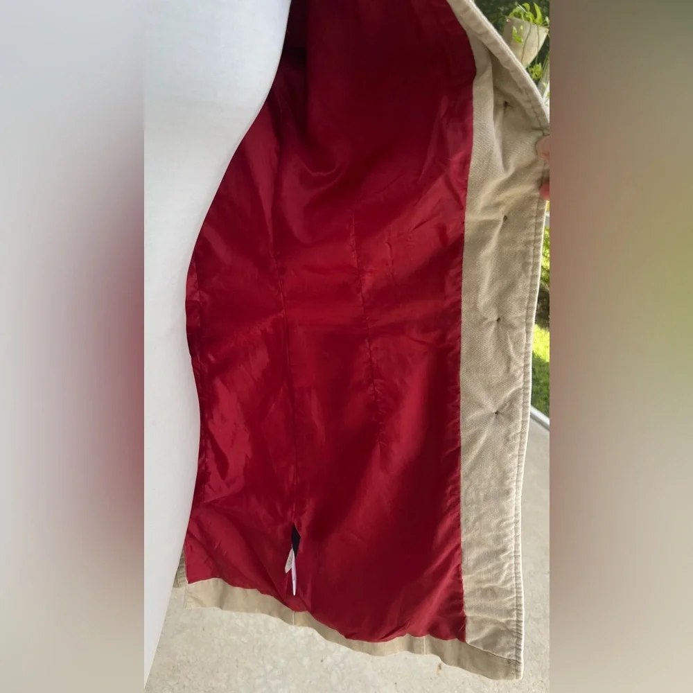 Tommy Jeans Vintage Velvet Trench  Coat Khaki Cream  Med Cute Great Condition - Picture 10 of 14